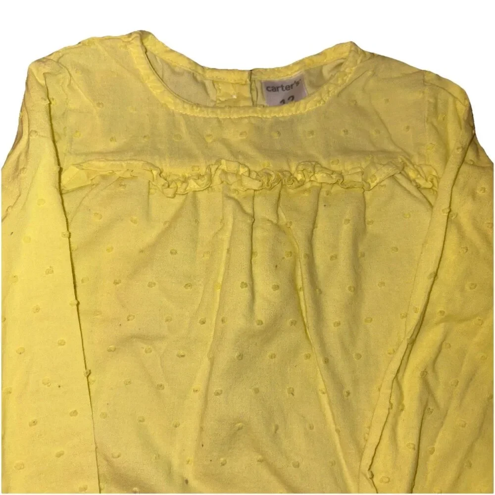 Carter’s Infant Girl’s Yellow Swiss Dot Lined Long Sleeve Tunic Size 12M